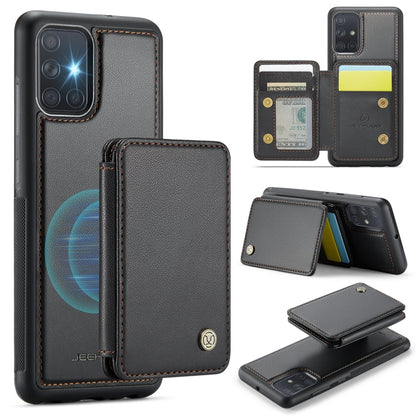 For Samsung Galaxy A51 4G JEEHOOD J05 Business Magnetic Style RFID Leather Phone Case(Black)