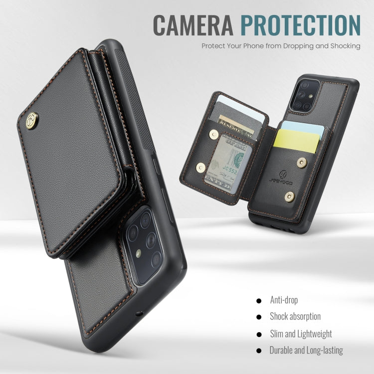 For Samsung Galaxy A51 4G JEEHOOD J05 Business Magnetic Style RFID Leather Phone Case(Black)