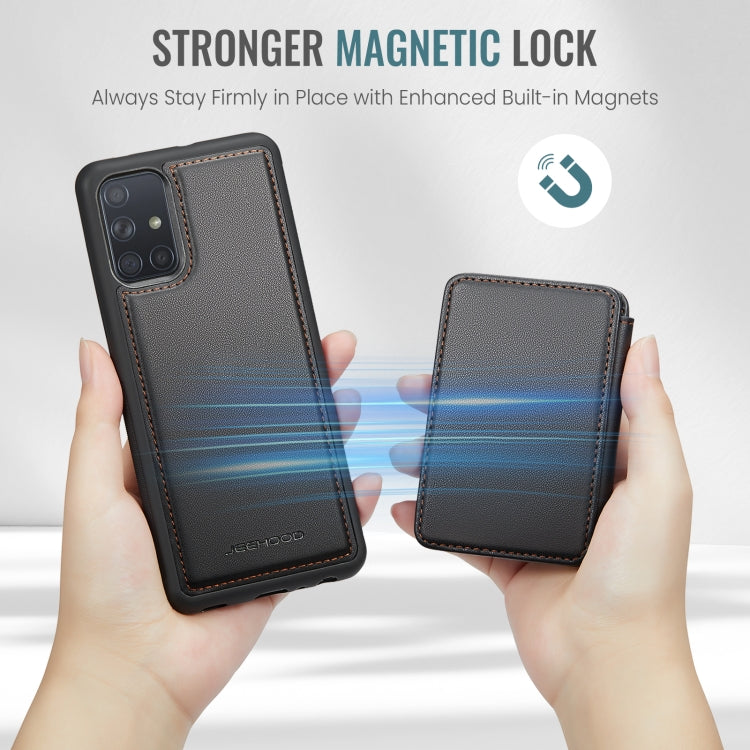 For Samsung Galaxy A51 4G JEEHOOD J05 Business Magnetic Style RFID Leather Phone Case(Black)