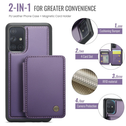 For Samsung Galaxy A51 4G JEEHOOD J05 Business Magnetic Style RFID Leather Phone Case(Purple)