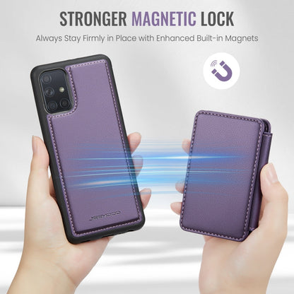 Pour Samsung Galaxy A51 4G Étui de téléphone en cuir JEEHOOD J05 style professionnel magnétique anti-RFID (Violet)
