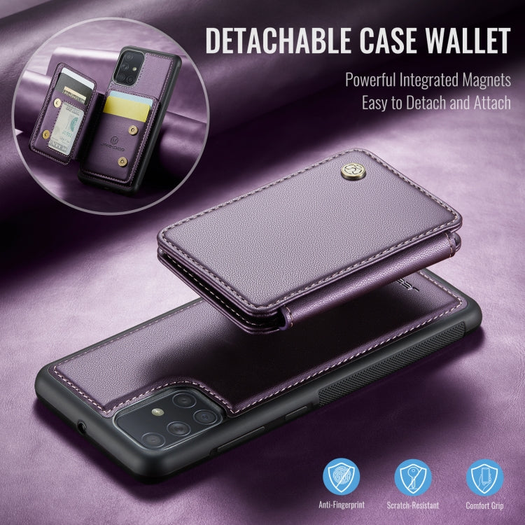 Pour Samsung Galaxy A51 4G Étui de téléphone en cuir JEEHOOD J05 style professionnel magnétique anti-RFID (Violet)