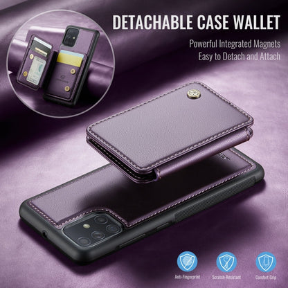 Pour Samsung Galaxy A51 4G Étui de téléphone en cuir JEEHOOD J05 style professionnel magnétique anti-RFID (Violet)