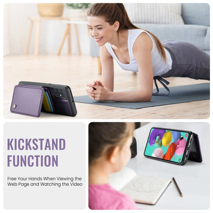 Pour Samsung Galaxy A51 4G Étui de téléphone en cuir JEEHOOD J05 style professionnel magnétique anti-RFID (Violet)