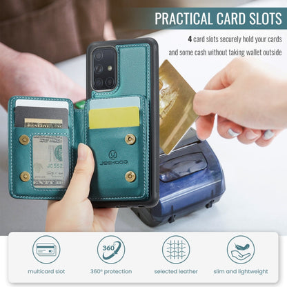 For Samsung Galaxy A51 4G JEEHOOD J05 Business Magnetic Style RFID Leather Phone Case(Blue Green)