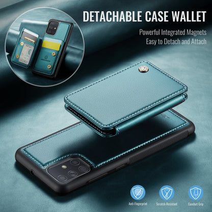 For Samsung Galaxy A51 4G JEEHOOD J05 Business Magnetic Style RFID Leather Phone Case(Blue Green)