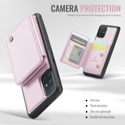 Pour Samsung Galaxy A51 4G JEEHOOD J05 Étui de téléphone en cuir RFID de style magnétique professionnel (Rose)