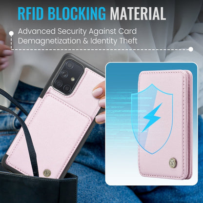 Pour Samsung Galaxy A51 4G JEEHOOD J05 Étui de téléphone en cuir RFID de style magnétique professionnel (Rose)