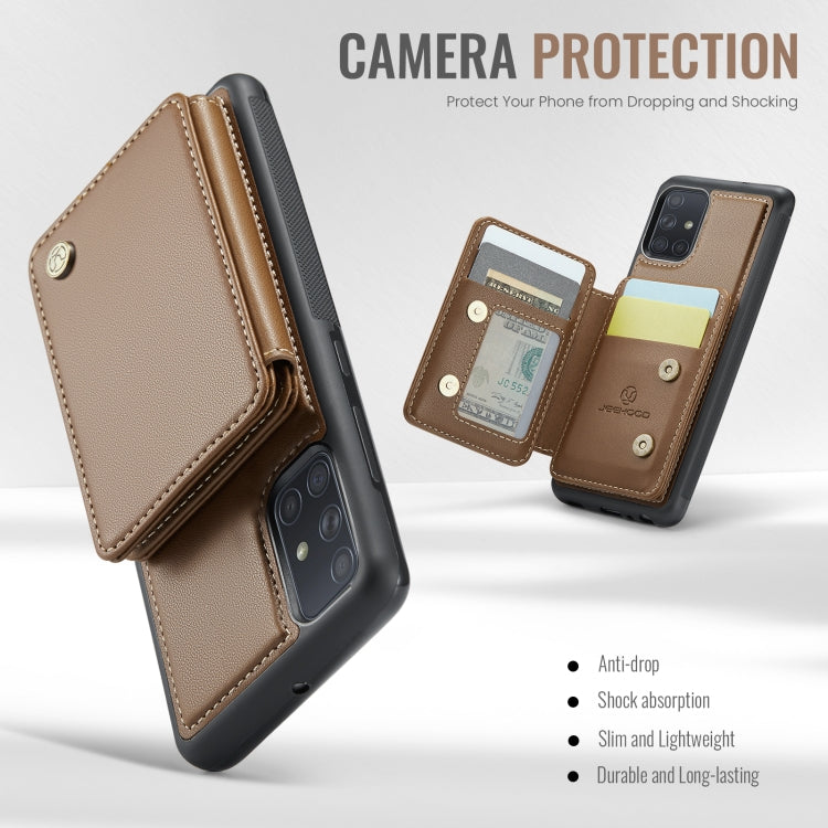 For Samsung Galaxy A51 4G JEEHOOD J05 Business Magnetic Style RFID Leather Phone Case(Brown)