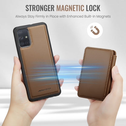 For Samsung Galaxy A51 4G JEEHOOD J05 Business Magnetic Style RFID Leather Phone Case(Brown)