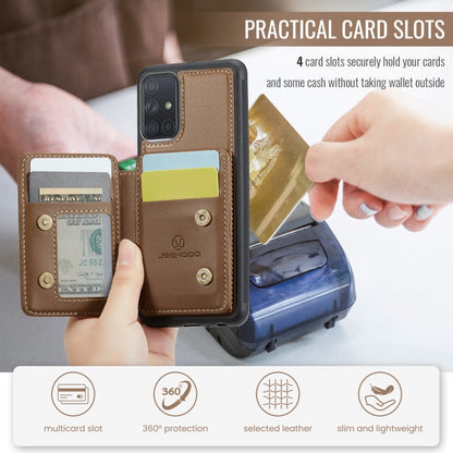 For Samsung Galaxy A51 4G JEEHOOD J05 Business Magnetic Style RFID Leather Phone Case(Brown)