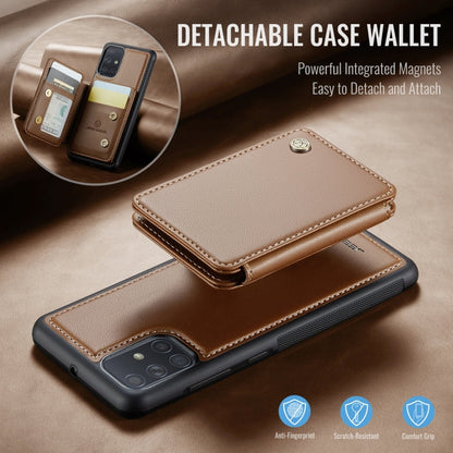 For Samsung Galaxy A51 4G JEEHOOD J05 Business Magnetic Style RFID Leather Phone Case(Brown)