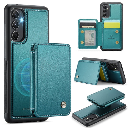 For Samsung Galaxy A54 5G JEEHOOD J05 Business Magnetic Style RFID Leather Phone Case(Blue Green)