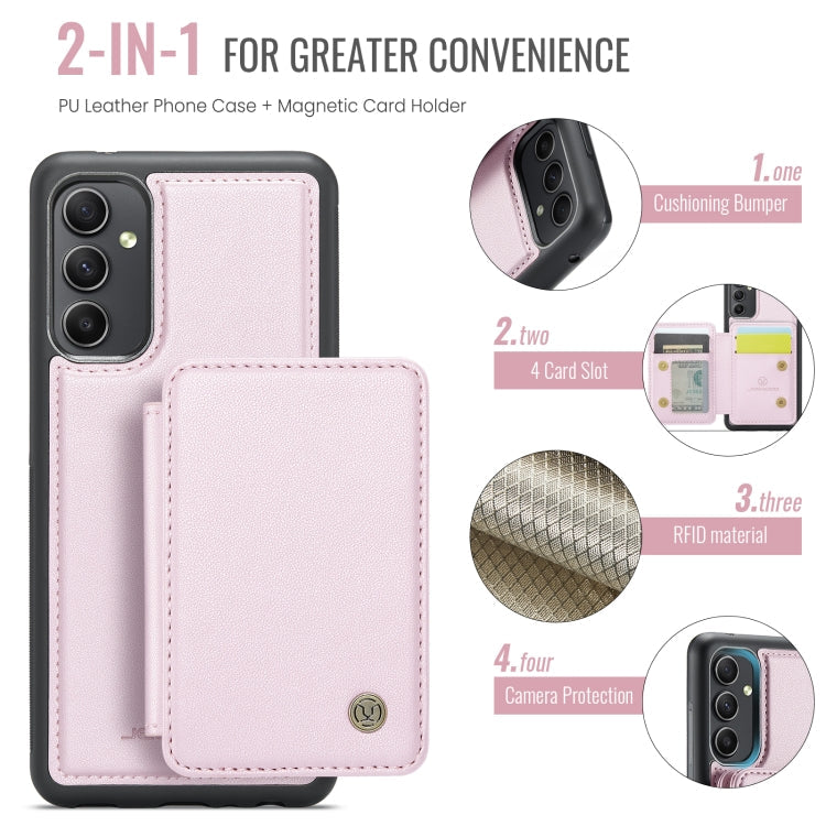 For Samsung Galaxy A54 5G JEEHOOD J05 Business Magnetic Style RFID Leather Phone Case(Pink)