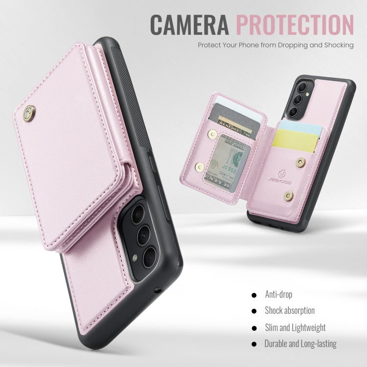 For Samsung Galaxy A54 5G JEEHOOD J05 Business Magnetic Style RFID Leather Phone Case(Pink)