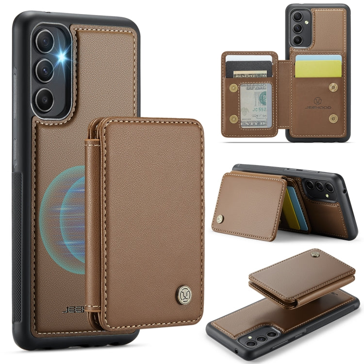 For Samsung Galaxy A54 5G JEEHOOD J05 Business Magnetic Style RFID Leather Phone Case(Brown)