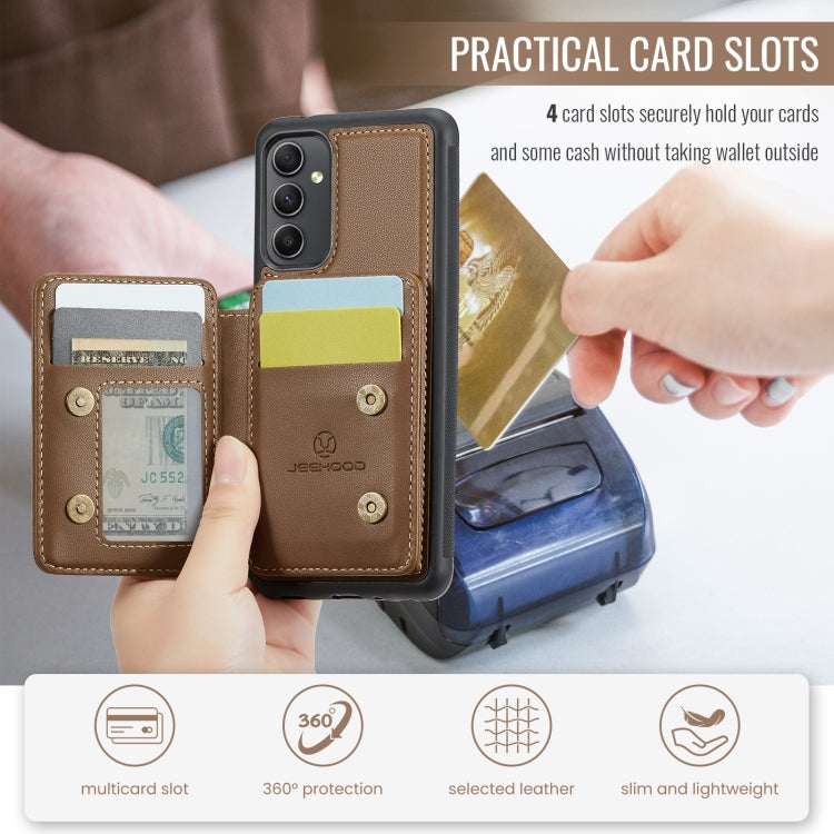 For Samsung Galaxy A54 5G JEEHOOD J05 Business Magnetic Style RFID Leather Phone Case(Brown)