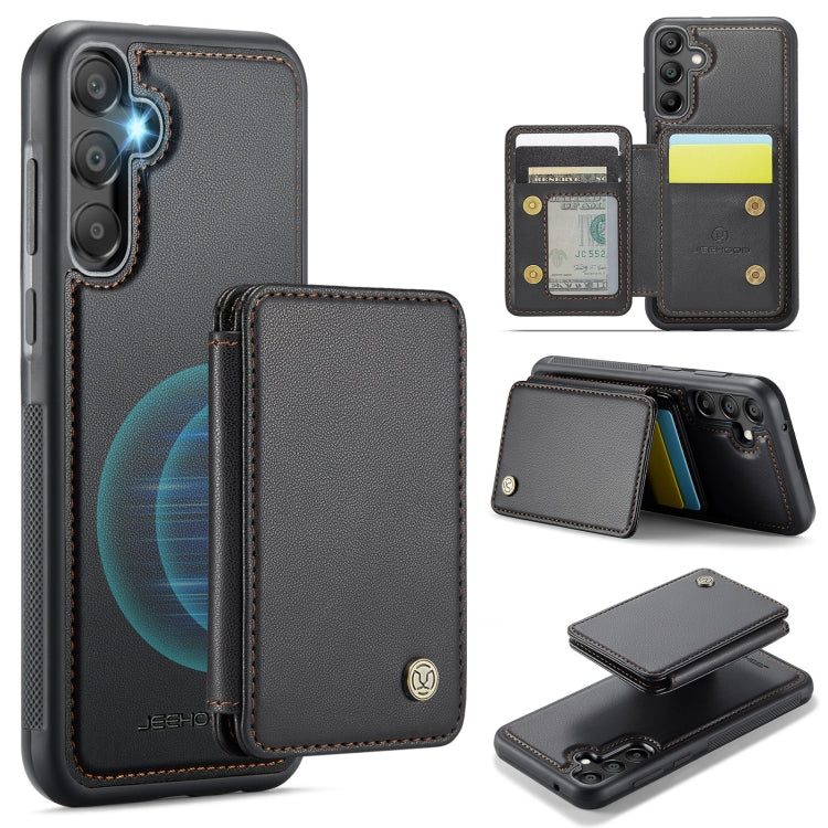 For Samsung Galaxy A55 5G JEEHOOD J05 Business Magnetic Style RFID Leather Phone Case(Black)