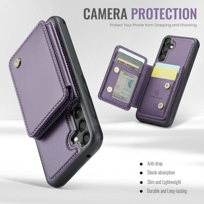 For Samsung Galaxy A55 5G JEEHOOD J05 Business Magnetic Style RFID Leather Phone Case(Purple)