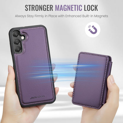 For Samsung Galaxy A55 5G JEEHOOD J05 Business Magnetic Style RFID Leather Phone Case(Purple)