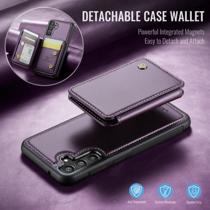 For Samsung Galaxy A55 5G JEEHOOD J05 Business Magnetic Style RFID Leather Phone Case(Purple)