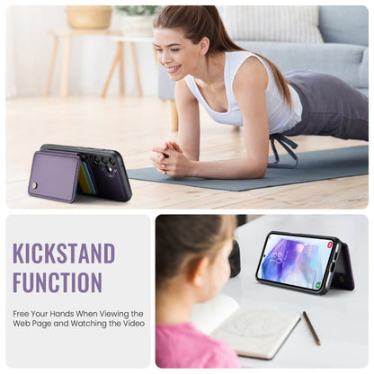 For Samsung Galaxy A55 5G JEEHOOD J05 Business Magnetic Style RFID Leather Phone Case(Purple)
