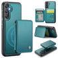 Pour Samsung Galaxy A55 5G JEEHOOD J05 Étui de téléphone en cuir RFID style professionnel magnétique (bleu vert)