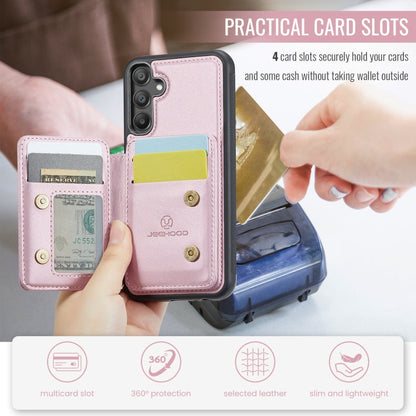 For Samsung Galaxy A55 5G JEEHOOD J05 Business Magnetic Style RFID Leather Phone Case(Pink)