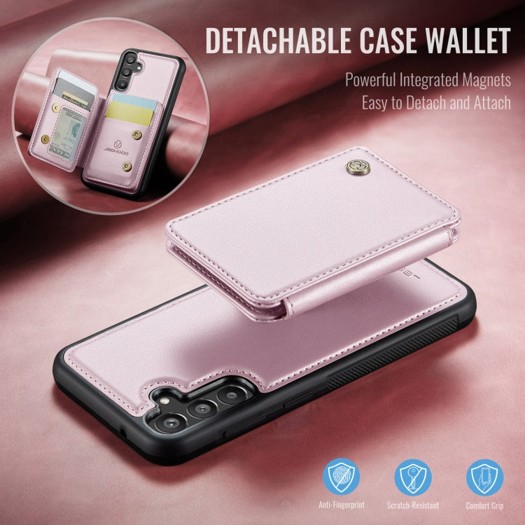 For Samsung Galaxy A55 5G JEEHOOD J05 Business Magnetic Style RFID Leather Phone Case(Pink)