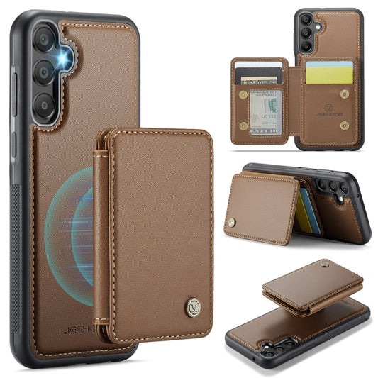 For Samsung Galaxy A55 5G JEEHOOD J05 Business Magnetic Style RFID Leather Phone Case(Brown)
