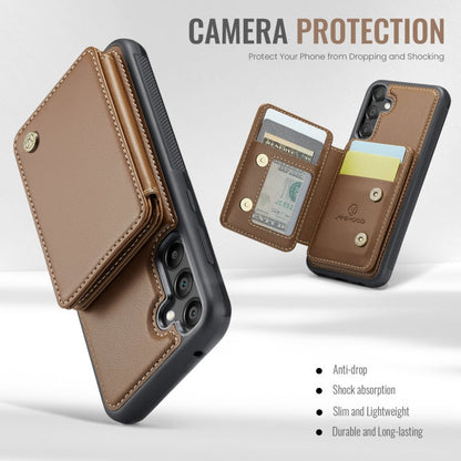For Samsung Galaxy A55 5G JEEHOOD J05 Business Magnetic Style RFID Leather Phone Case(Brown)