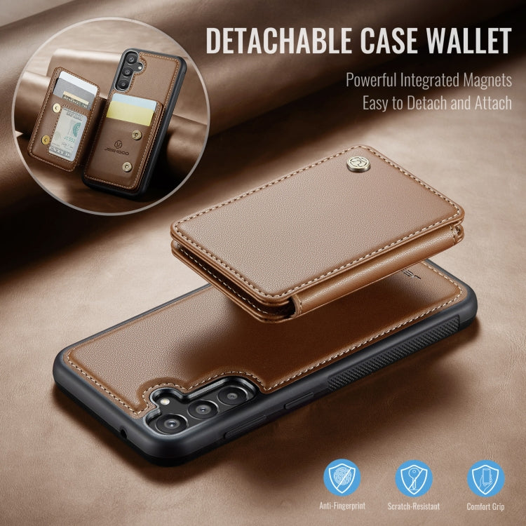 For Samsung Galaxy A55 5G JEEHOOD J05 Business Magnetic Style RFID Leather Phone Case(Brown)