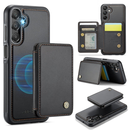 For Samsung Galaxy A16 5G JEEHOOD J05 Business Magnetic Style RFID Leather Phone Case(Black)