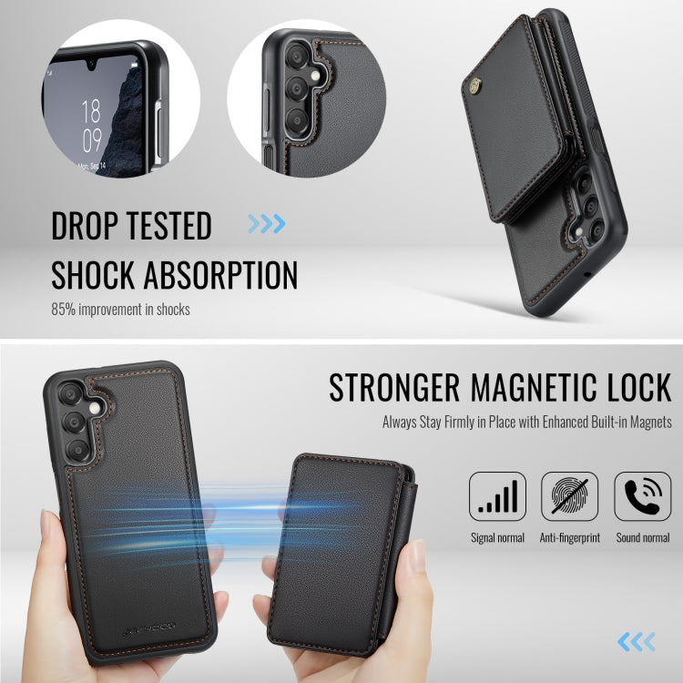 For Samsung Galaxy A16 5G JEEHOOD J05 Business Magnetic Style RFID Leather Phone Case(Black)
