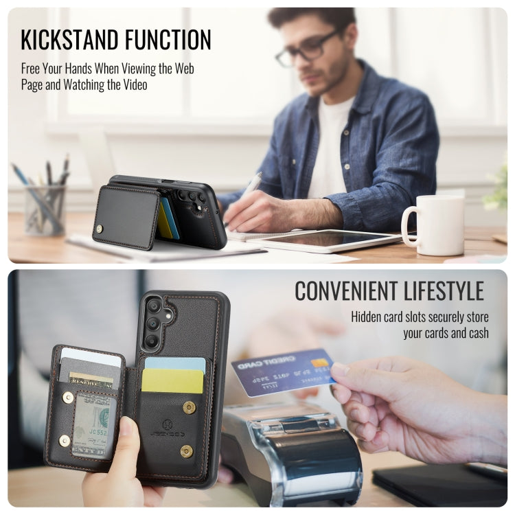 For Samsung Galaxy A16 5G JEEHOOD J05 Business Magnetic Style RFID Leather Phone Case(Black)