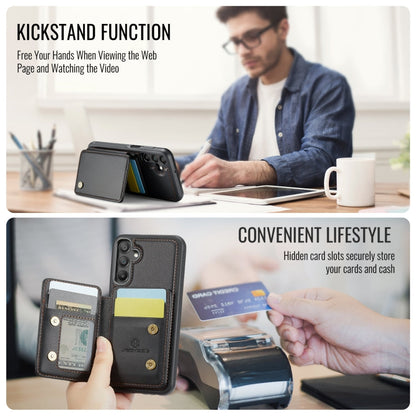 For Samsung Galaxy A16 5G JEEHOOD J05 Business Magnetic Style RFID Leather Phone Case(Black)