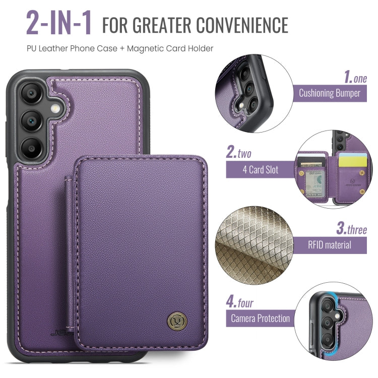 Pour Samsung Galaxy A16 5G JEEHOOD J05 Étui portefeuille en cuir RFID à rabat magnétique (Violet)