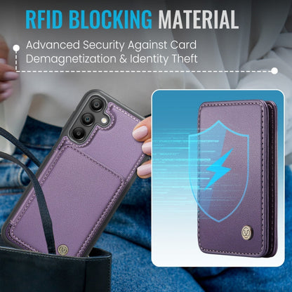 Pour Samsung Galaxy A16 5G JEEHOOD J05 Étui portefeuille en cuir RFID à rabat magnétique (Violet)