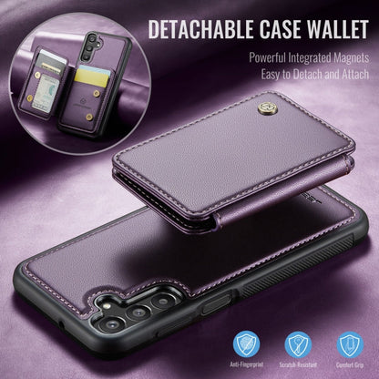 Pour Samsung Galaxy A16 5G JEEHOOD J05 Étui portefeuille en cuir RFID à rabat magnétique (Violet)