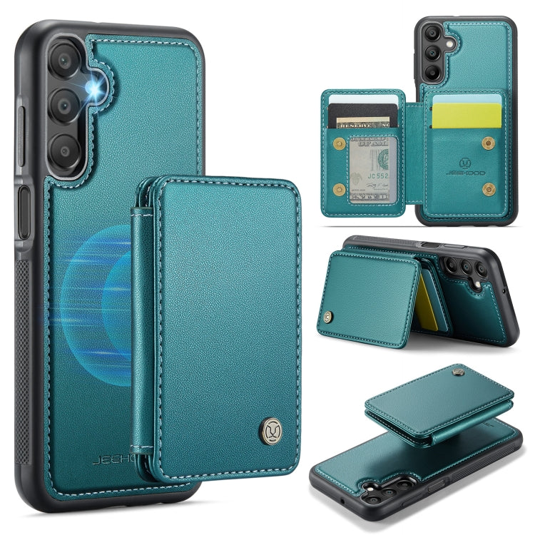 For Samsung Galaxy A16 5G JEEHOOD J05 Business Magnetic Style RFID Leather Phone Case(Blue Green)
