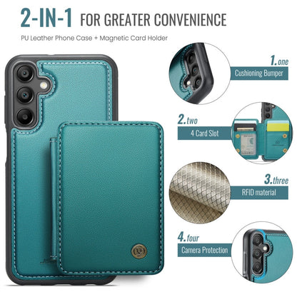 For Samsung Galaxy A16 5G JEEHOOD J05 Business Magnetic Style RFID Leather Phone Case(Blue Green)