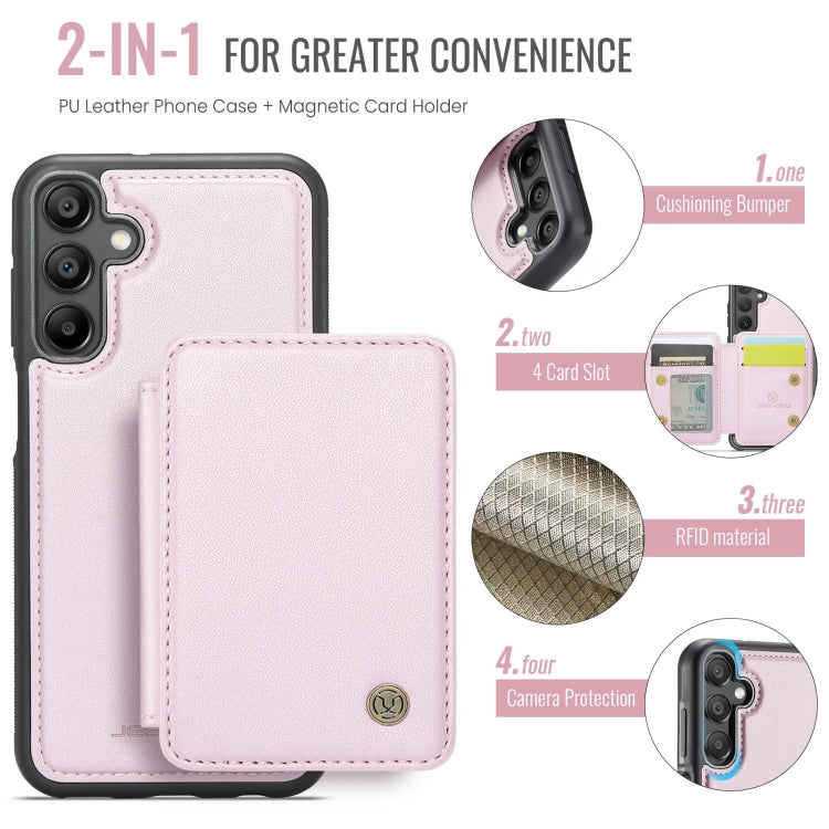 For Samsung Galaxy A16 5G JEEHOOD J05 Business Magnetic Style RFID Leather Phone Case(Pink)