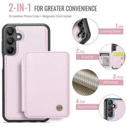 For Samsung Galaxy A16 5G JEEHOOD J05 Business Magnetic Style RFID Leather Phone Case(Pink)