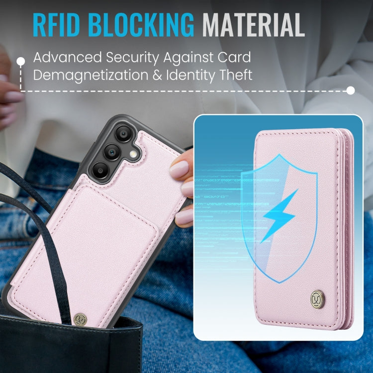 For Samsung Galaxy A16 5G JEEHOOD J05 Business Magnetic Style RFID Leather Phone Case(Pink)