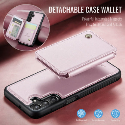 For Samsung Galaxy A16 5G JEEHOOD J05 Business Magnetic Style RFID Leather Phone Case(Pink)