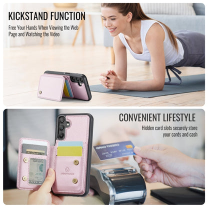 For Samsung Galaxy A16 5G JEEHOOD J05 Business Magnetic Style RFID Leather Phone Case(Pink)