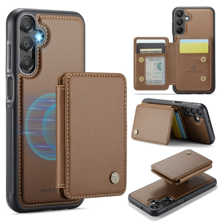 For Samsung Galaxy A16 5G JEEHOOD J05 Business Magnetic Style RFID Leather Phone Case(Brown)