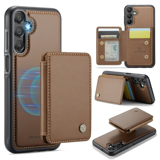 For Samsung Galaxy A16 5G JEEHOOD J05 Business Magnetic Style RFID Leather Phone Case(Brown)