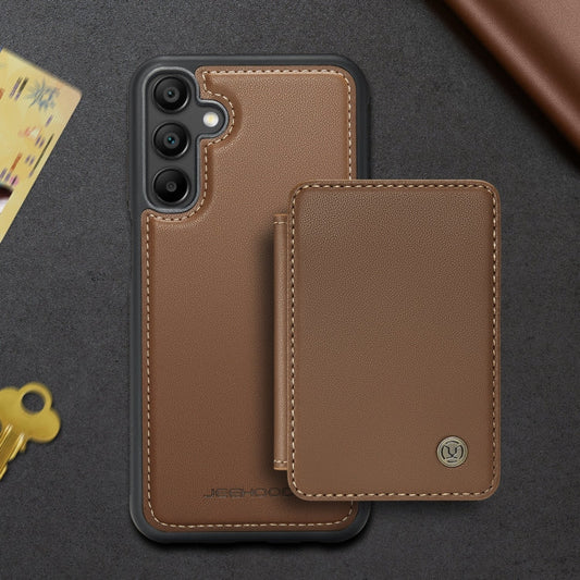 For Samsung Galaxy A16 5G JEEHOOD J05 Business Magnetic Style RFID Leather Phone Case(Brown)