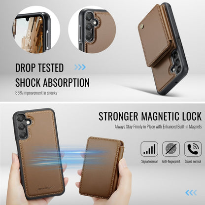 For Samsung Galaxy A16 5G JEEHOOD J05 Business Magnetic Style RFID Leather Phone Case(Brown)